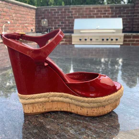 Gucci red wedges with corked bottom - Picture 2 of 6